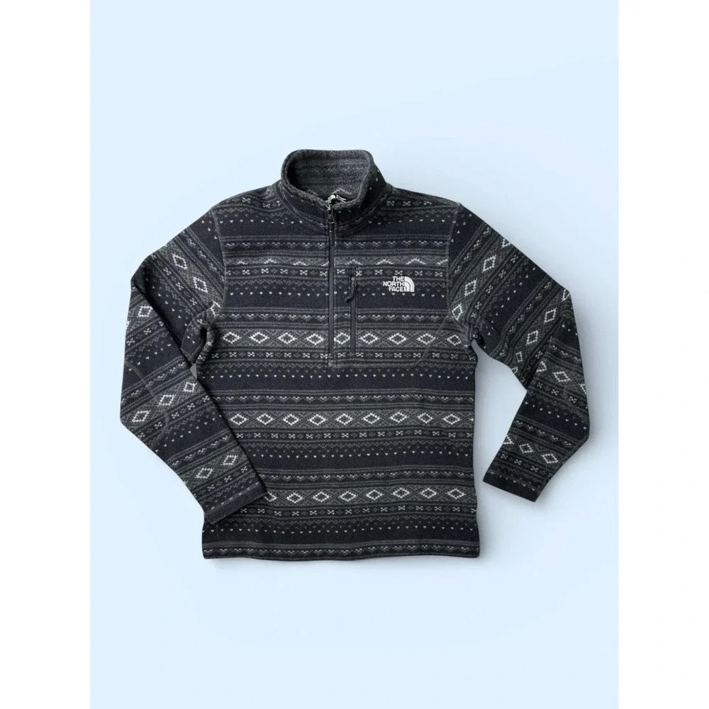 The North Face Mens Tsillan Sweatshirt 1/4 Zip Fair Isle Aztec Fleece Pullover M